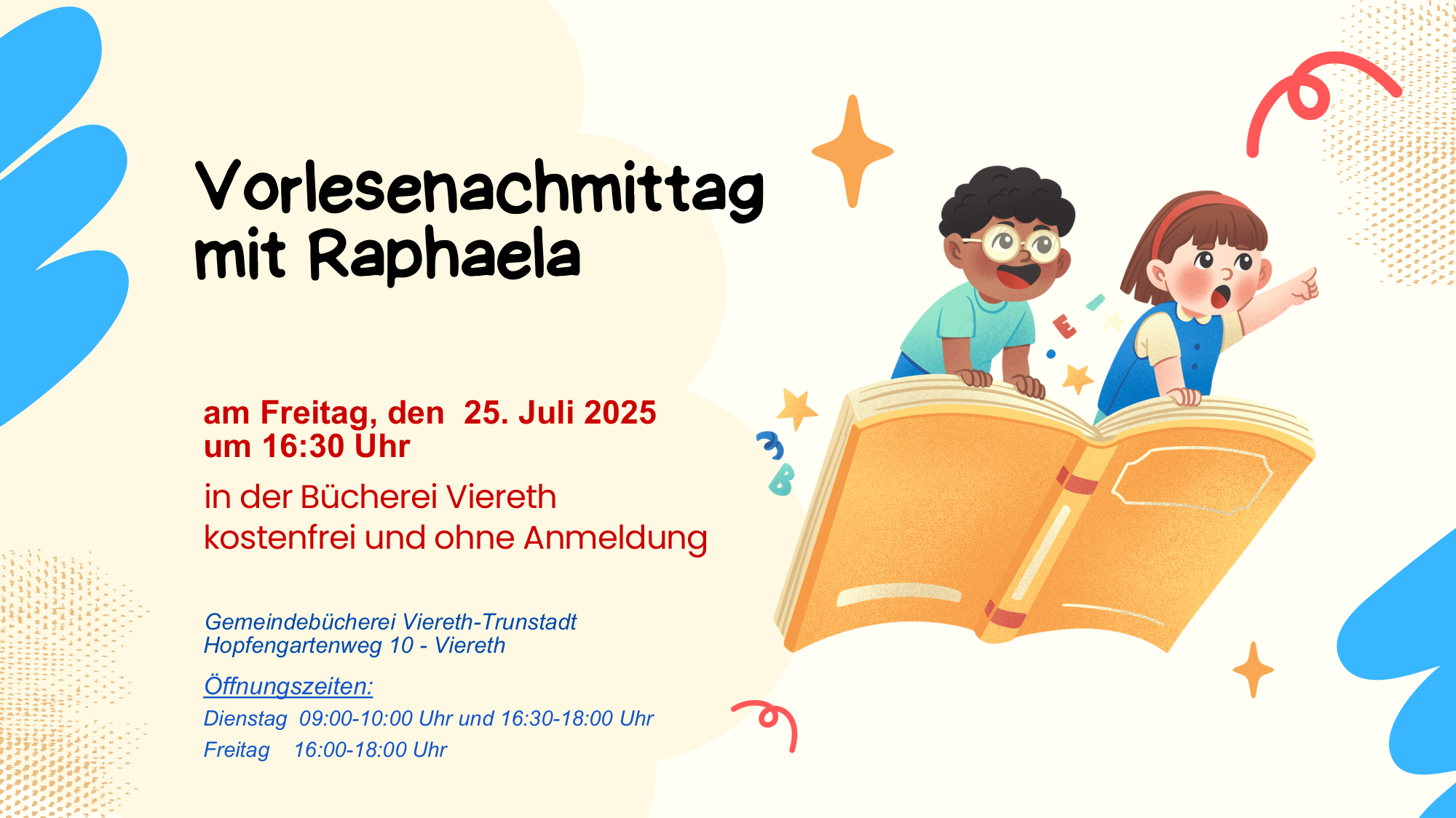 Vorlesenachmittag mit Raphaela im Juli 2025