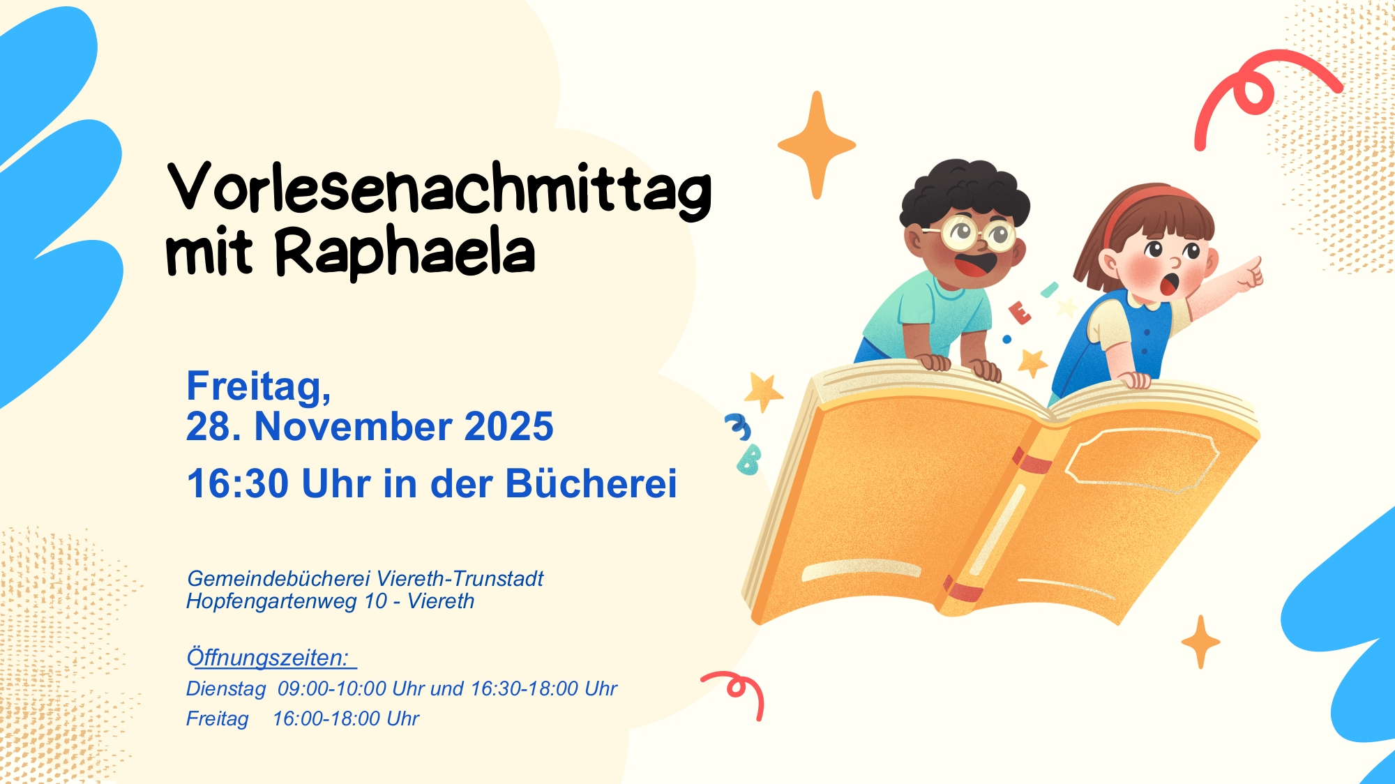 Vorlesenachmittag mit Raphaela am 28.11.2025